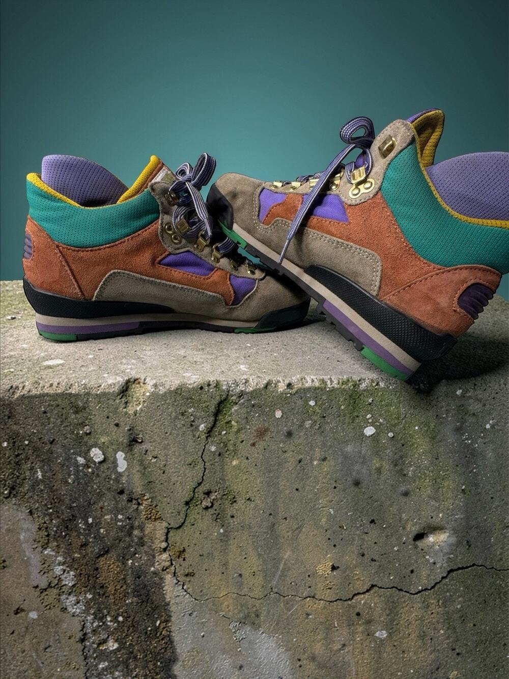 Vintage Tecnica Trekking Suede Hiking Boots 80s 90s Multi Color Womens 9 Mens 7